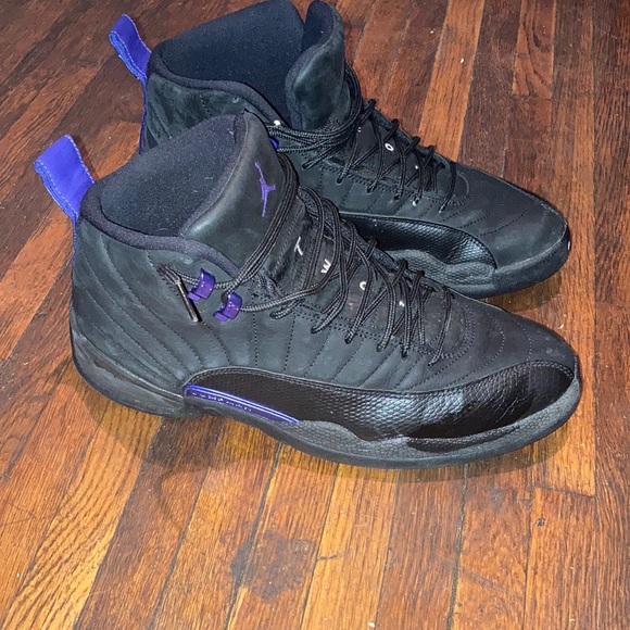 jordan 12 retro black dark concord on feet